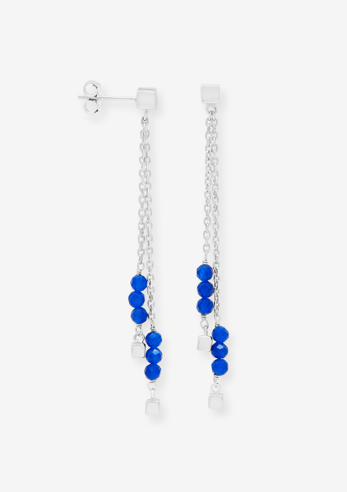 Terra Blue Jade Long Earrings Silver