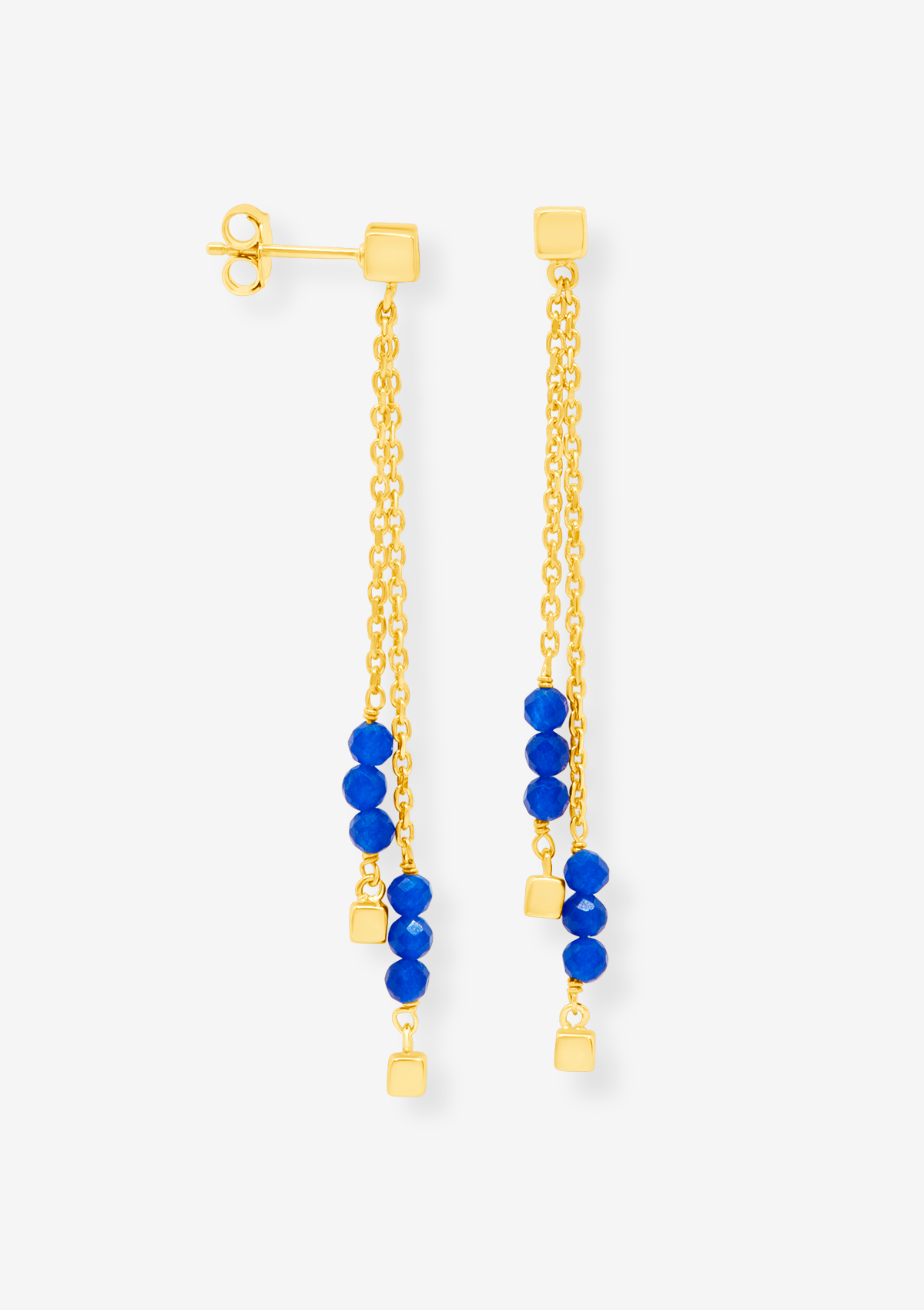 Terra Blue Jade Long Earrings Gold