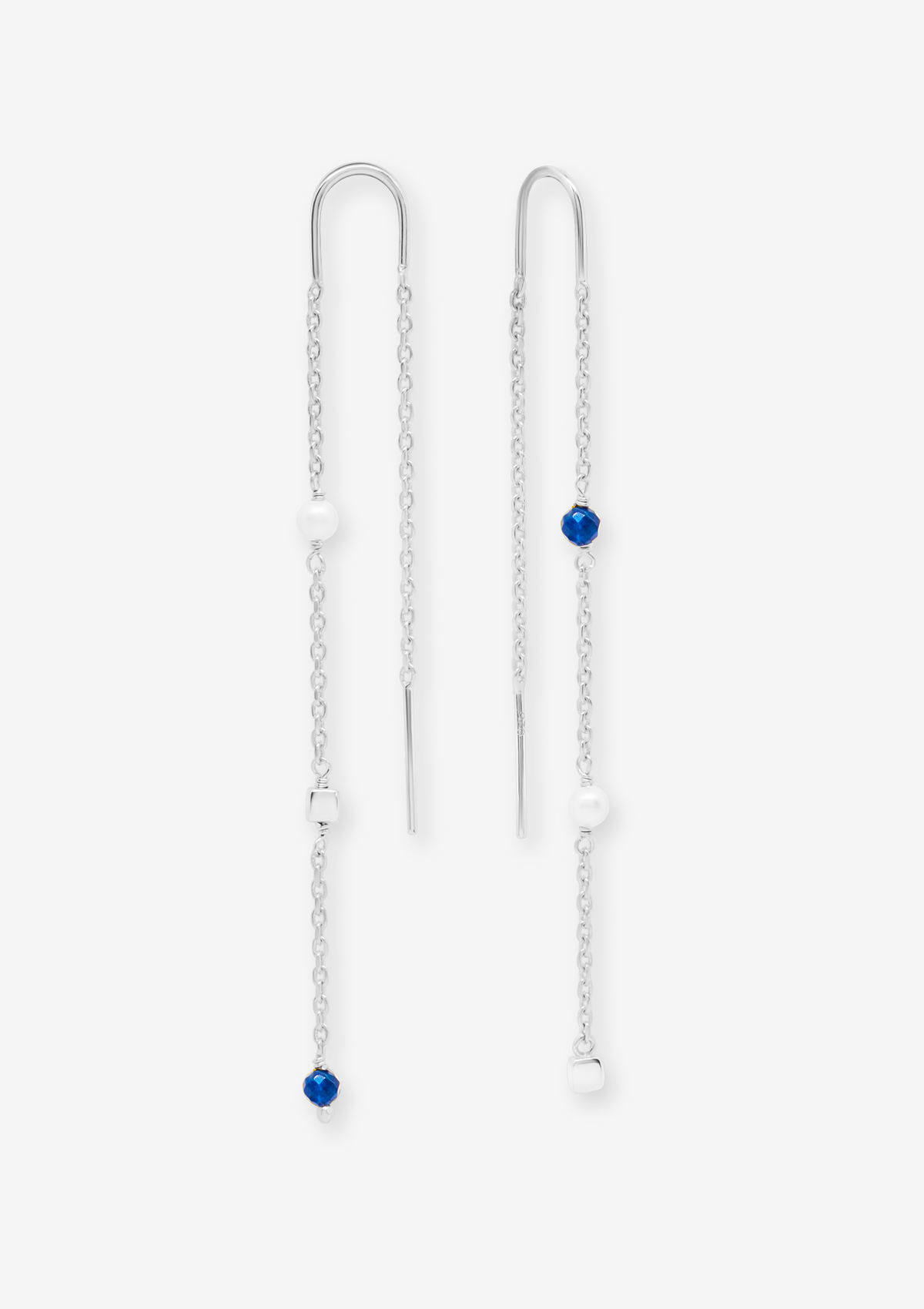 Into The Blue Jade Long Earrings Silver