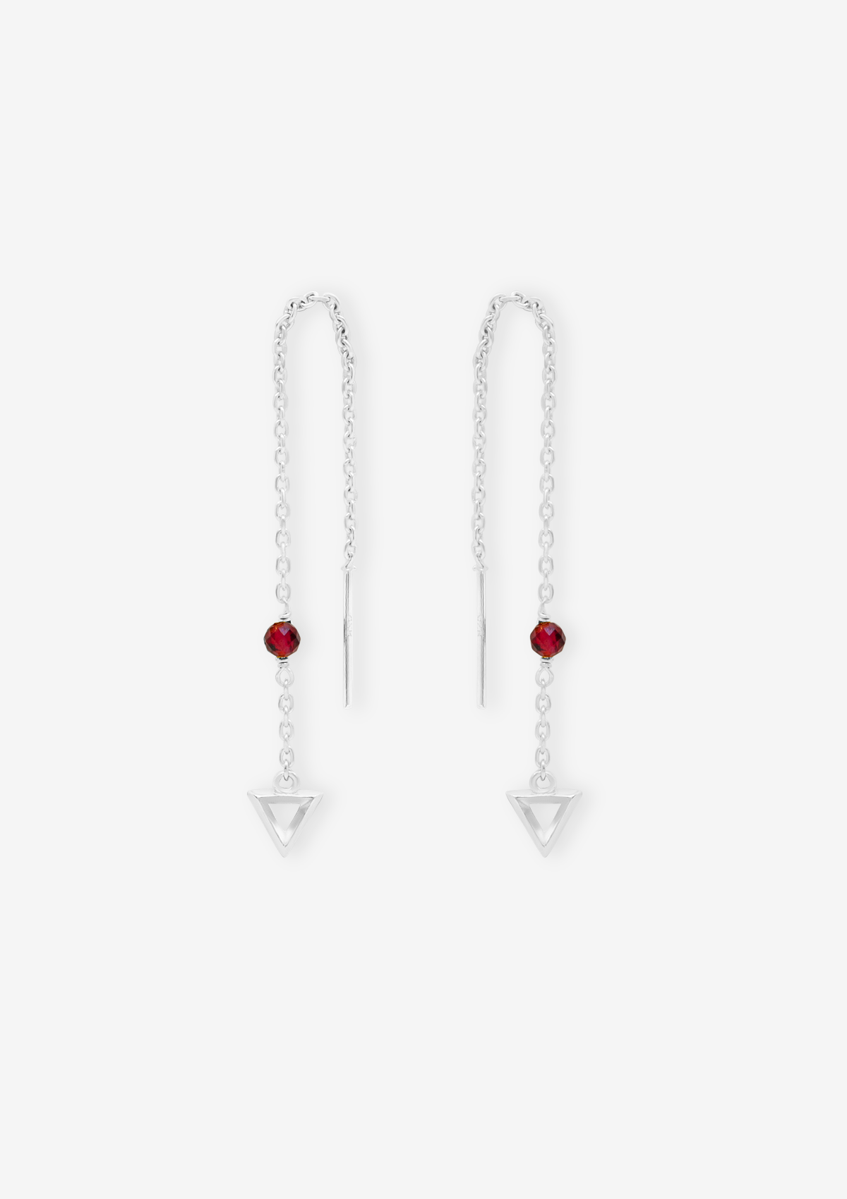 Fire Fever Red Garnet Long Earrings Silver