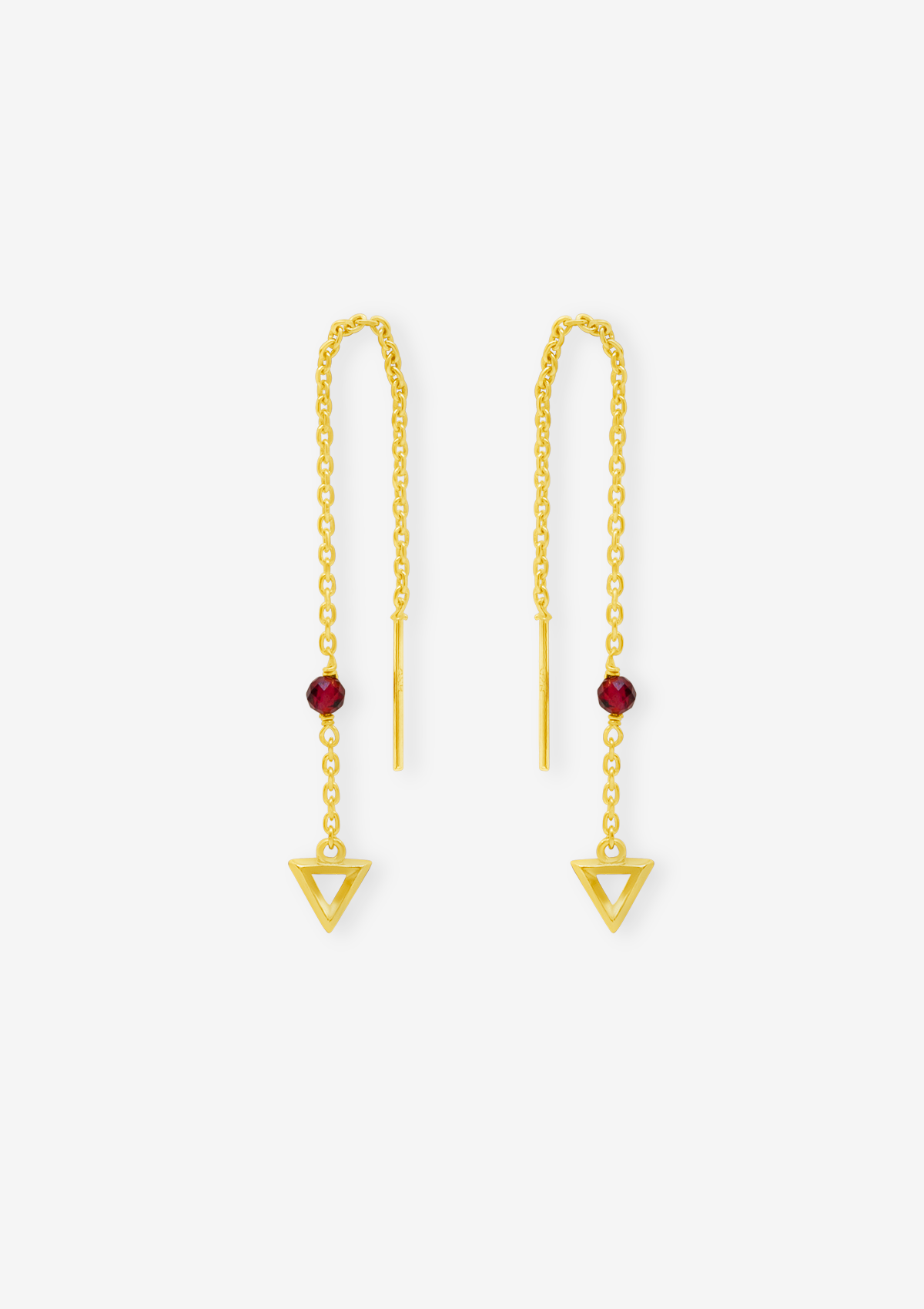 Fire Fever Red Garnet Long Earrings Gold