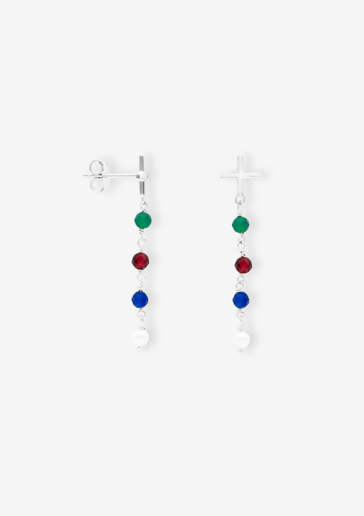 Stellar Aquarel Natural Stones Earrings Silver