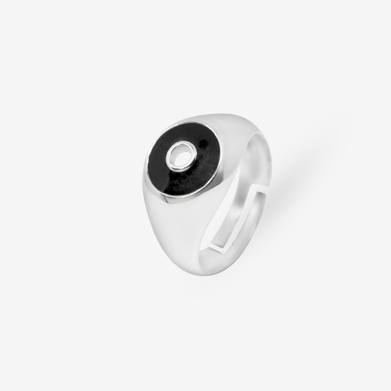 Atmosphera Black Enamel Ring Silver