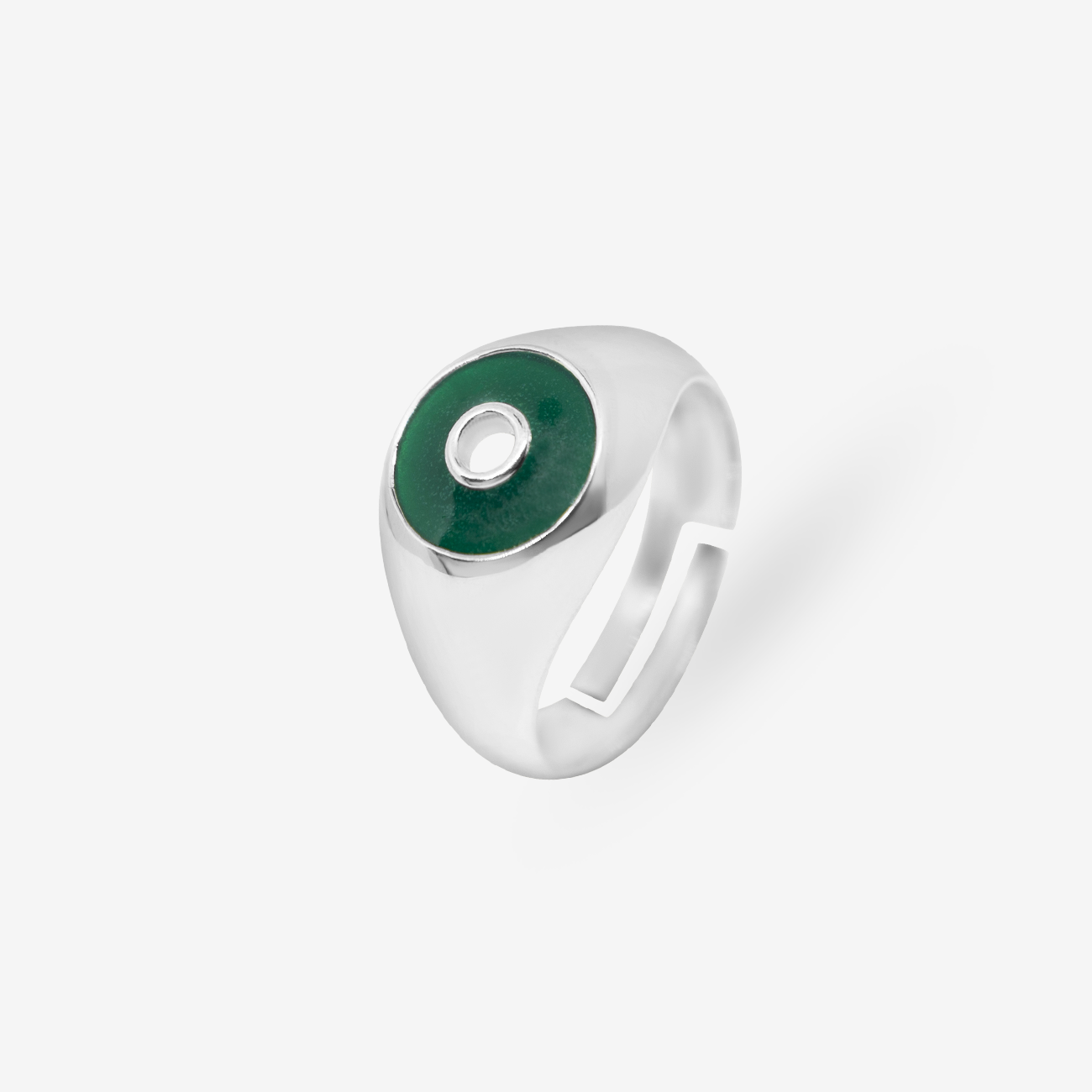 Atmosphera Green Enamel Ring Silver