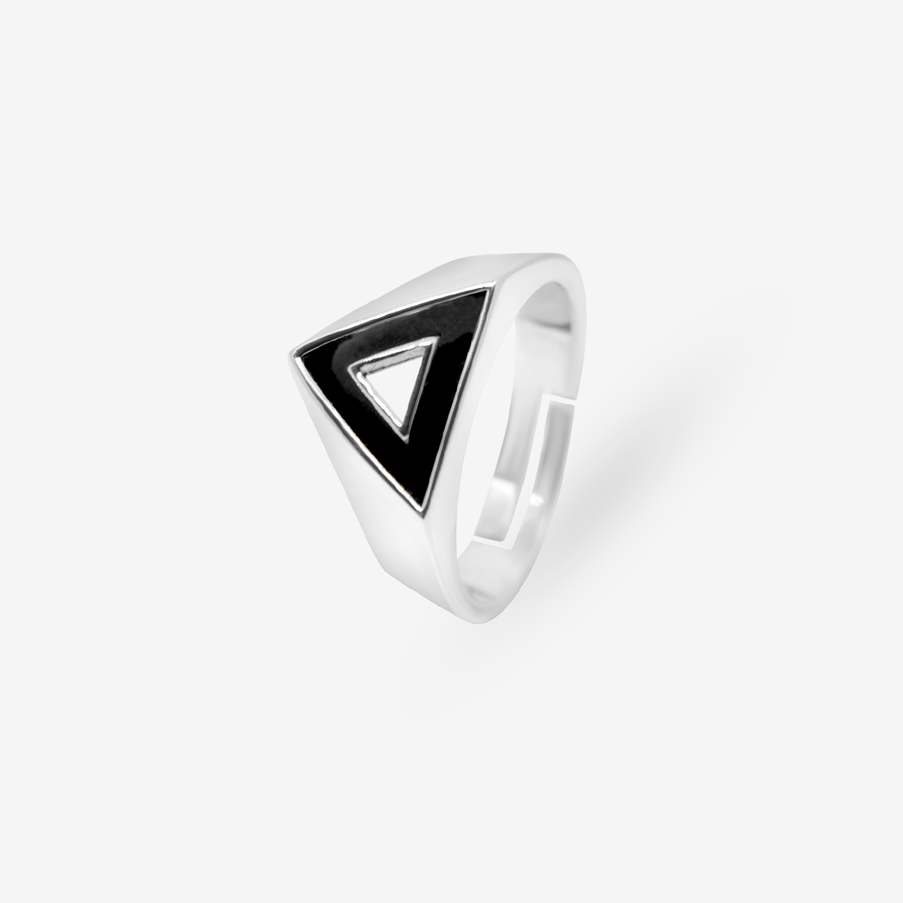 Bloody Arrow Black Enamel Ring Silver