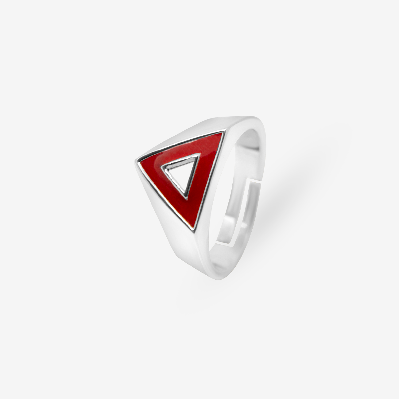 Bloody Arrow Red Enamel Ring Silver