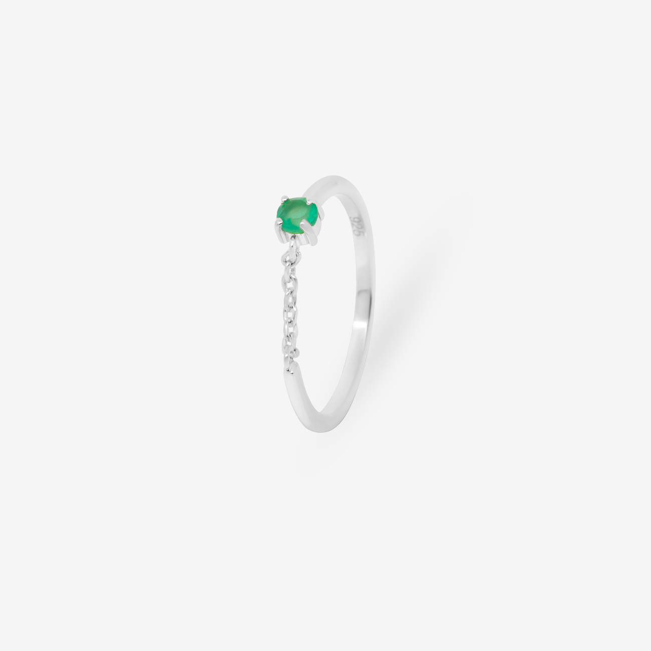 Chain Lantern Green Onyx Ring Silver