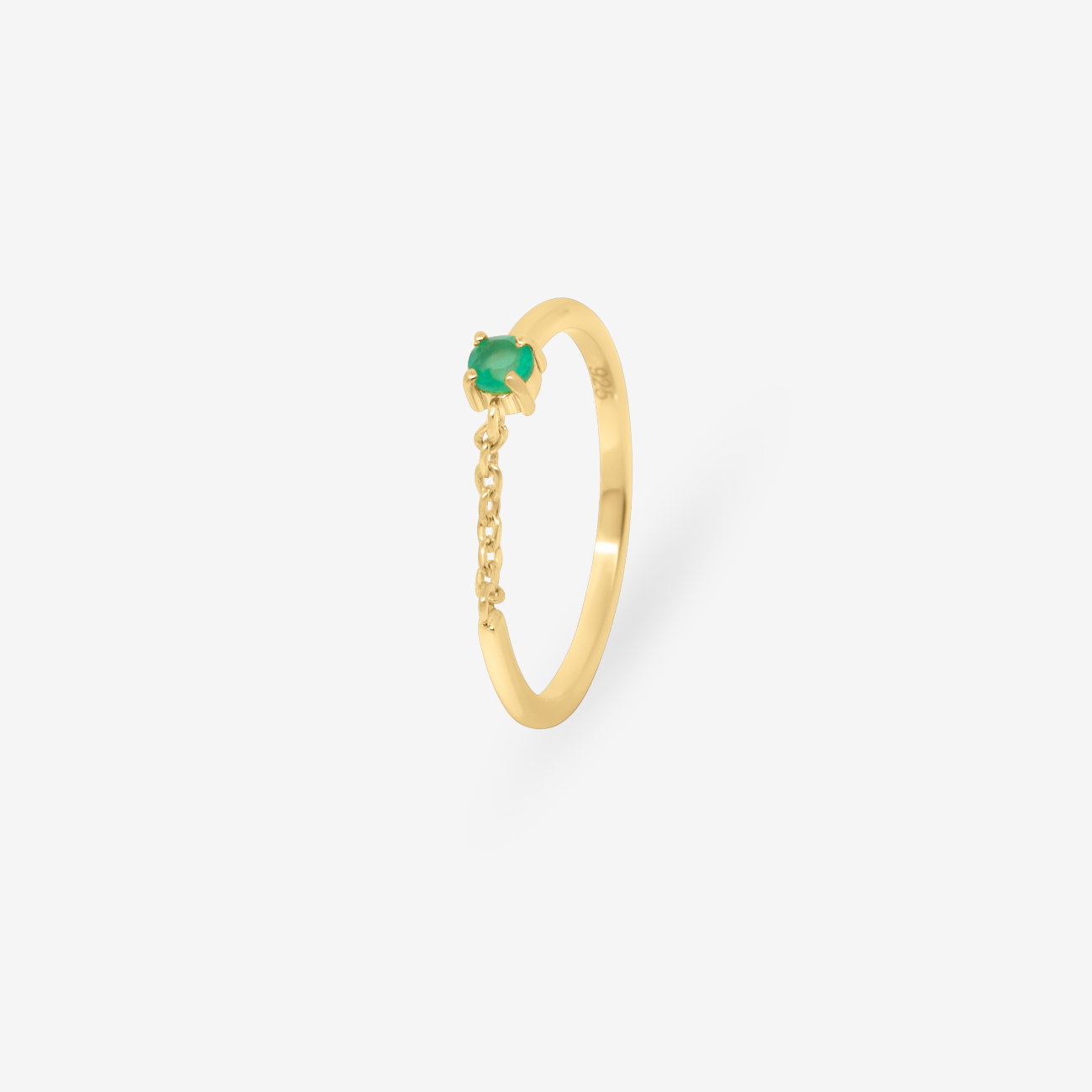 Chain Lantern Green Onyx Ring Gold