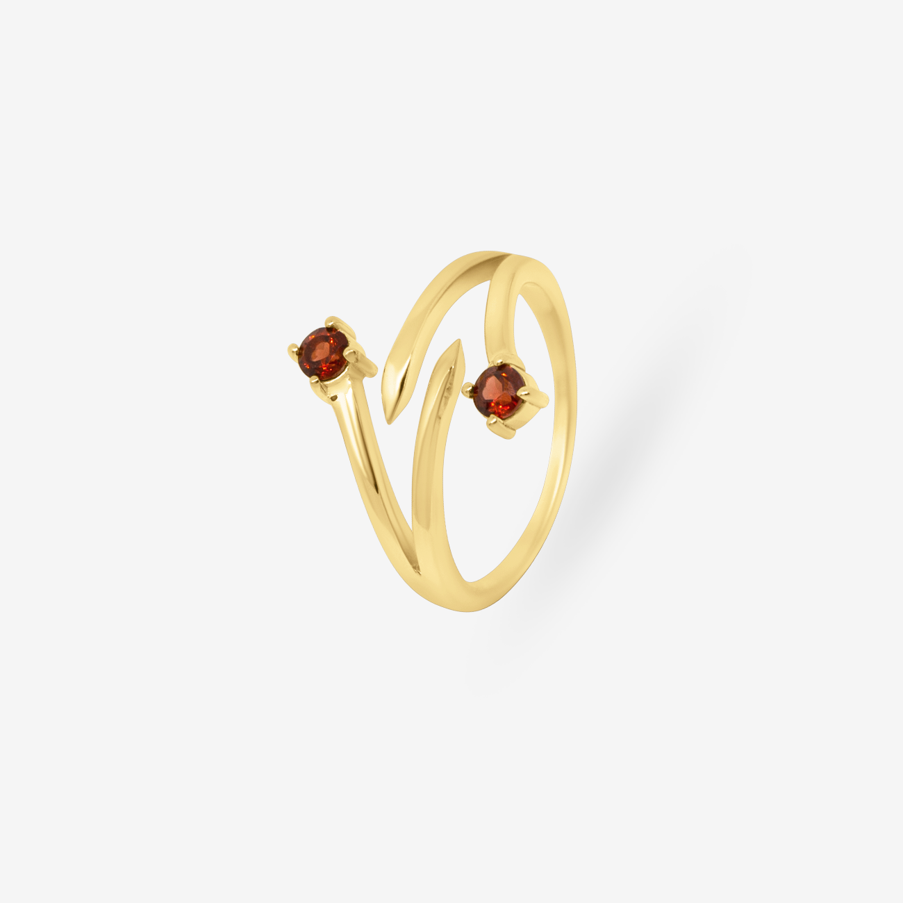 Fire Spark Red Garnet Ring Gold