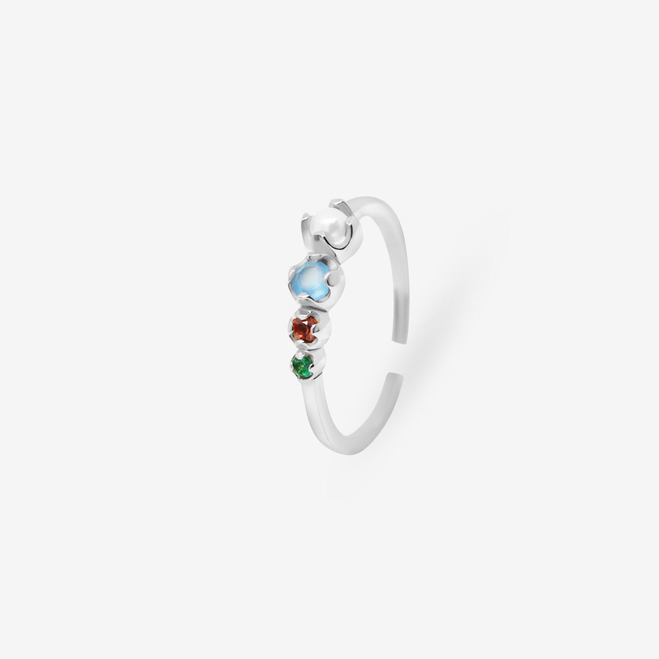 Aurora Borealis Natural Stones Ring Silver