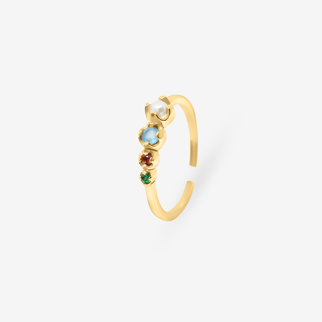 Aurora Borealis Natural Stones Ring Gold