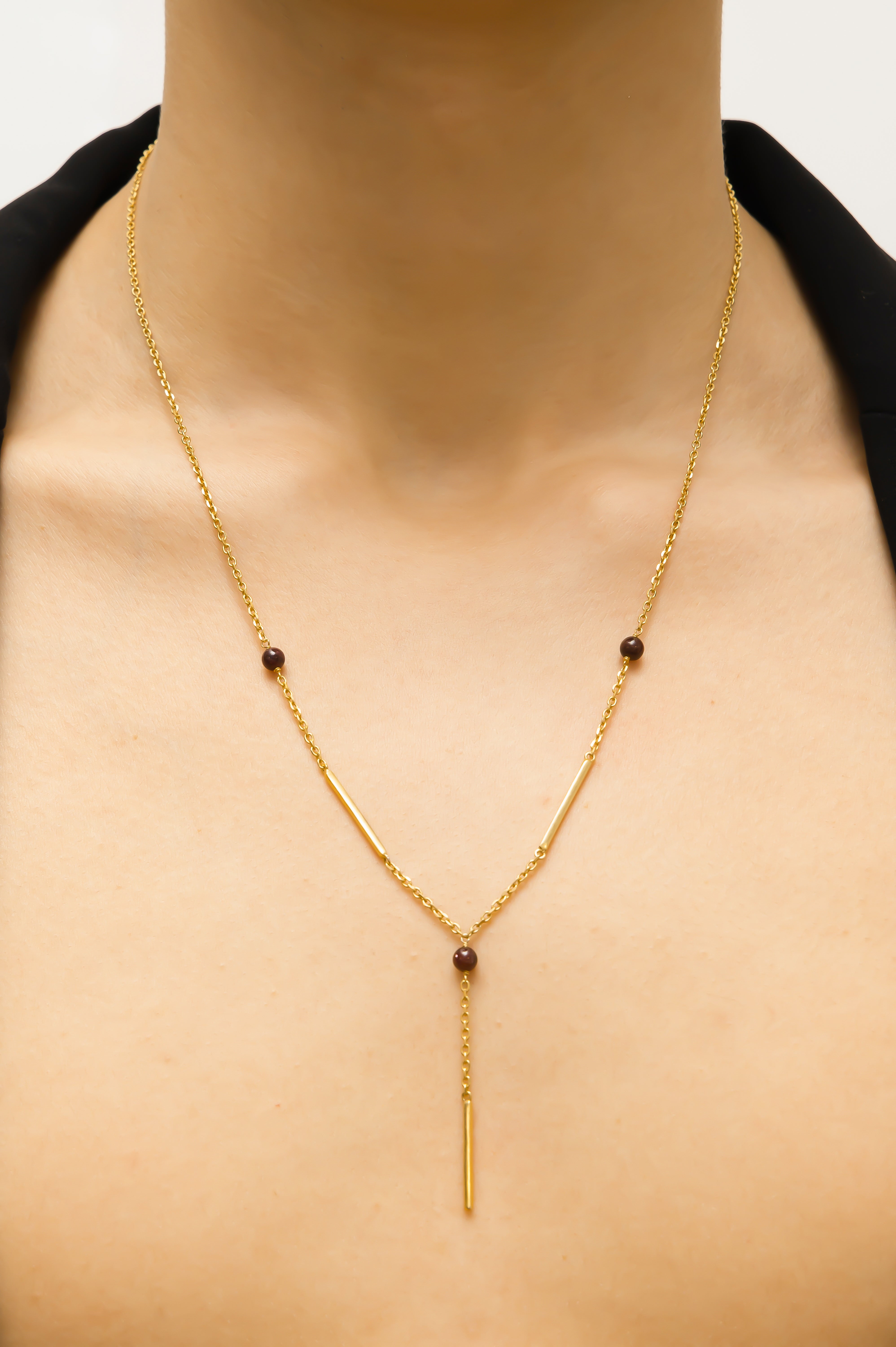 Astal Harmony Red Garnet Unisex Necklace Gold