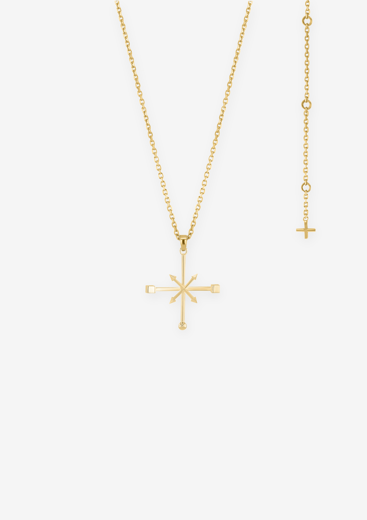 Singula-jewelry-gold-cross-wind-rose-jr-unisex-necklace