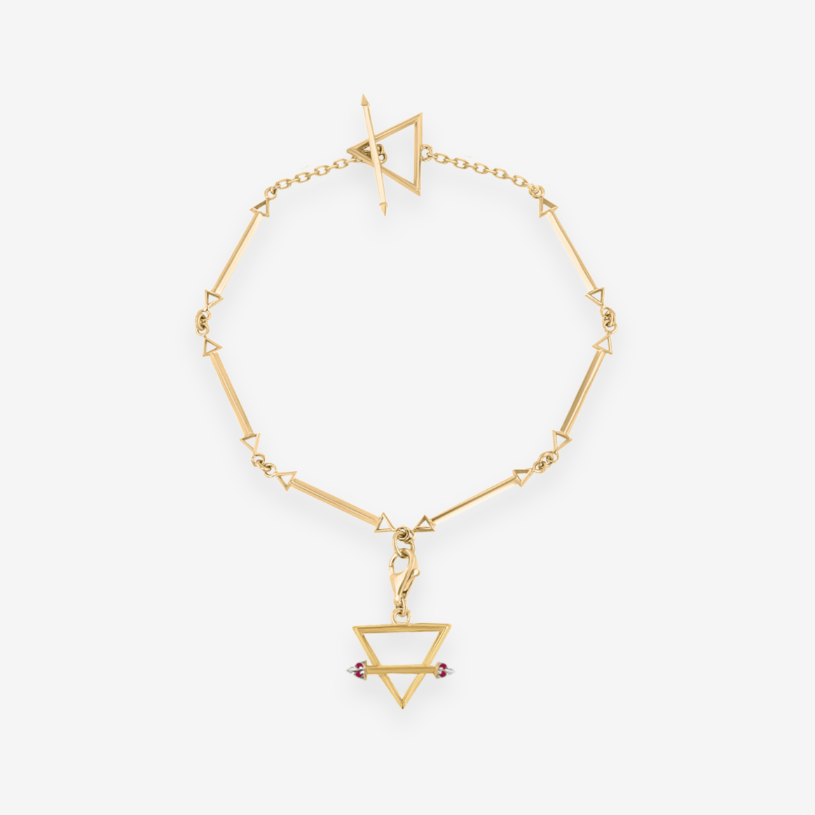    Singula-jewelry-gold-rubies-humanity-triangle-bracelet-women